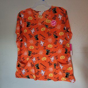 Scrubstar Women's Halloween V-Neck Scrub Multi-Col